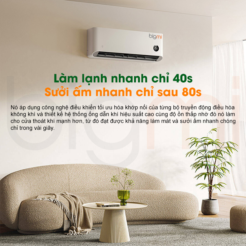 Dieu hoa 2 chieu Xiaomi Mijia Inverter N1A1 3HP 27000BTU lam lanh va suoi am nhanh