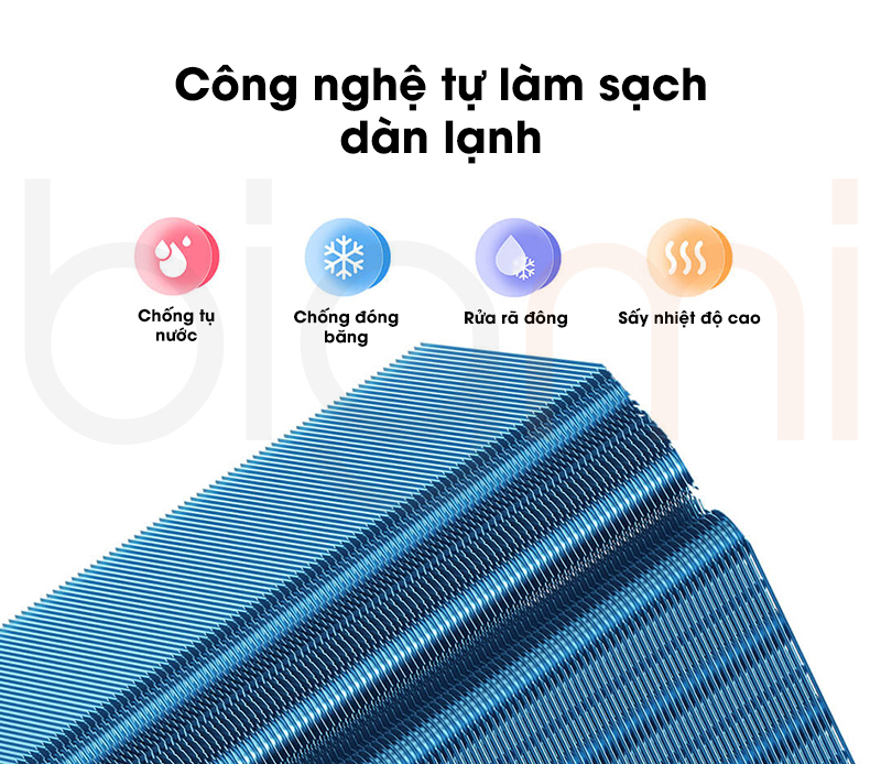 Dieu hoa 2 chieu Xiaomi Mijia Inverter N1A1 3HP 27000BTU tinh nang tu lam sach dan lanh