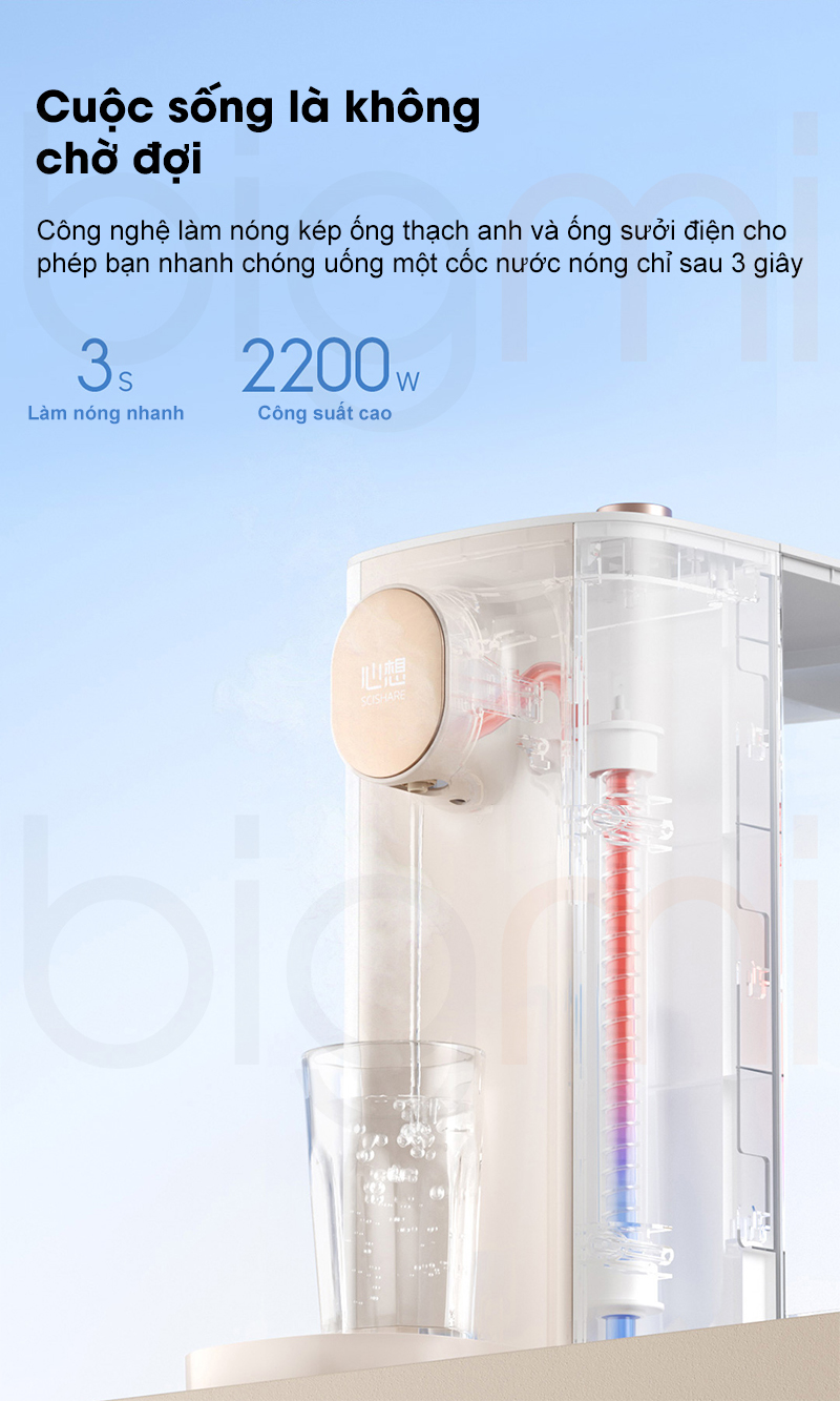 May nuoc nong de ban SCISHARE S2309 3L dun nuoc nong sau 3s