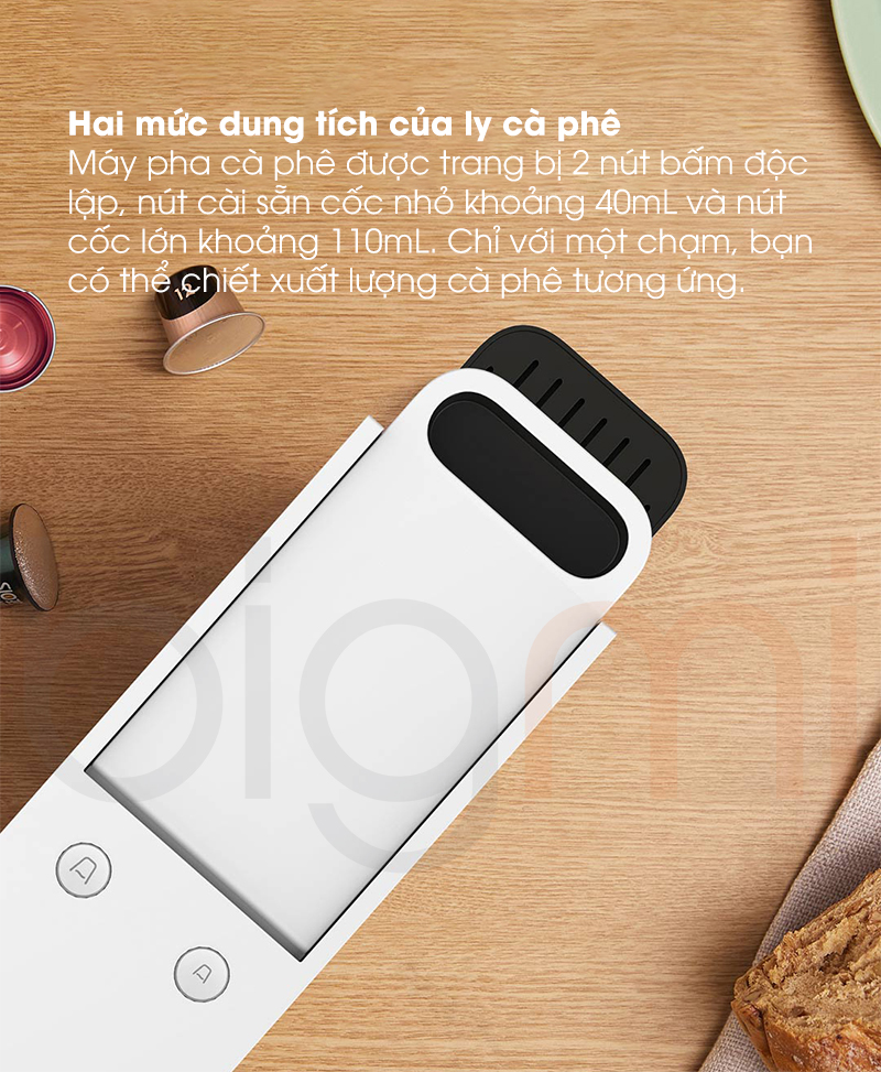 May pha ca phe vien nen Mijia Capsule Coffee Machine N1 2 nut bam cho 2 tuy chon dung tich