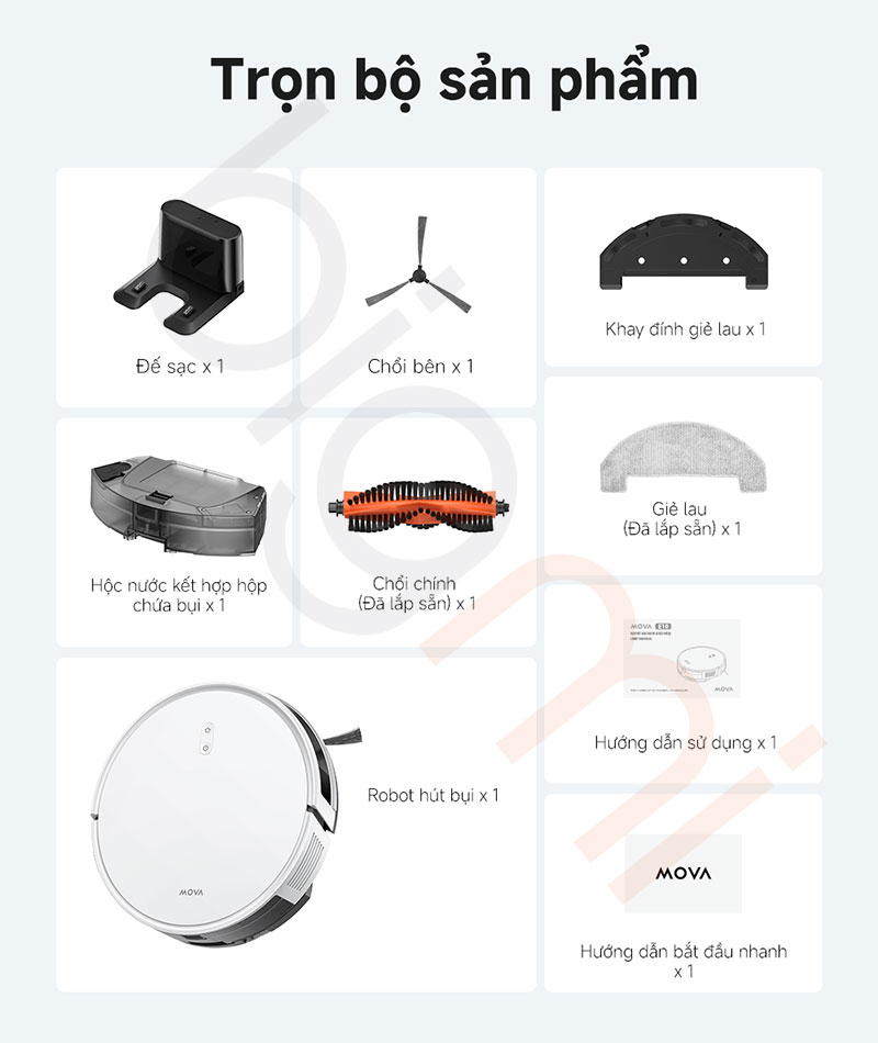 Robot hut bui lau nha Mova E10 bo san pham