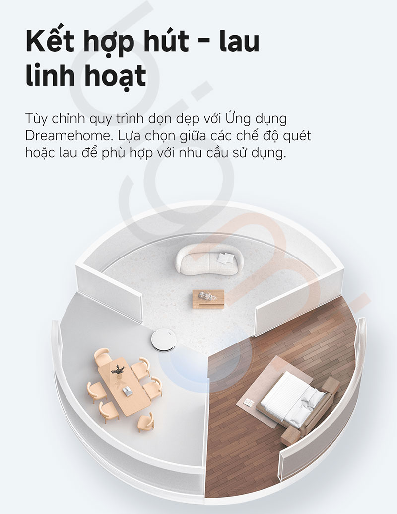 Robot hut bui lau nha Mova E10 ket hop hut lau linh hoat
