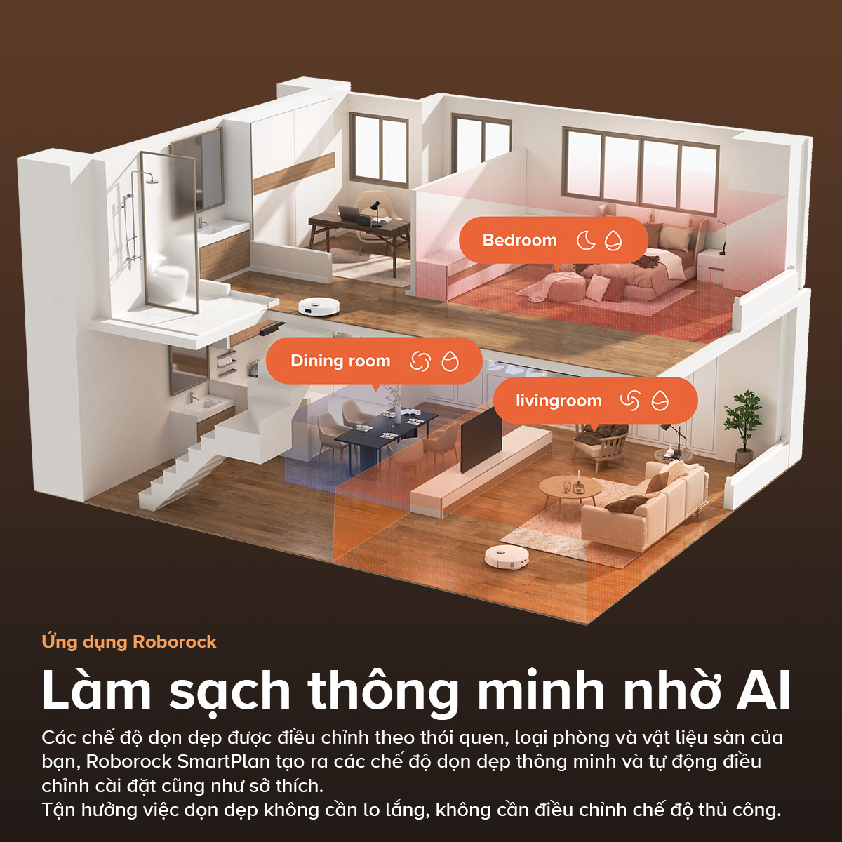 Robot hut bui lau nha Roborock Qrevo Master dieu khien bang app