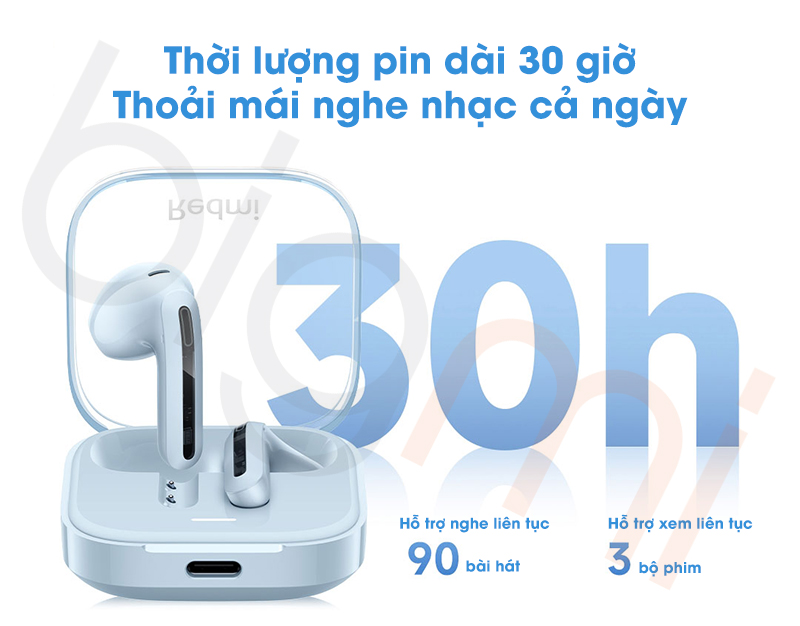 Tai nghe Bluetooth Redmi Buds 6 Active thoi luong pin