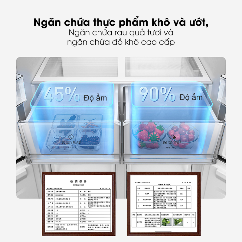 Tu lanh Xiaomi Mijia Fresh Cross 485L 4 canh ngan chua thuc pham kho va uot