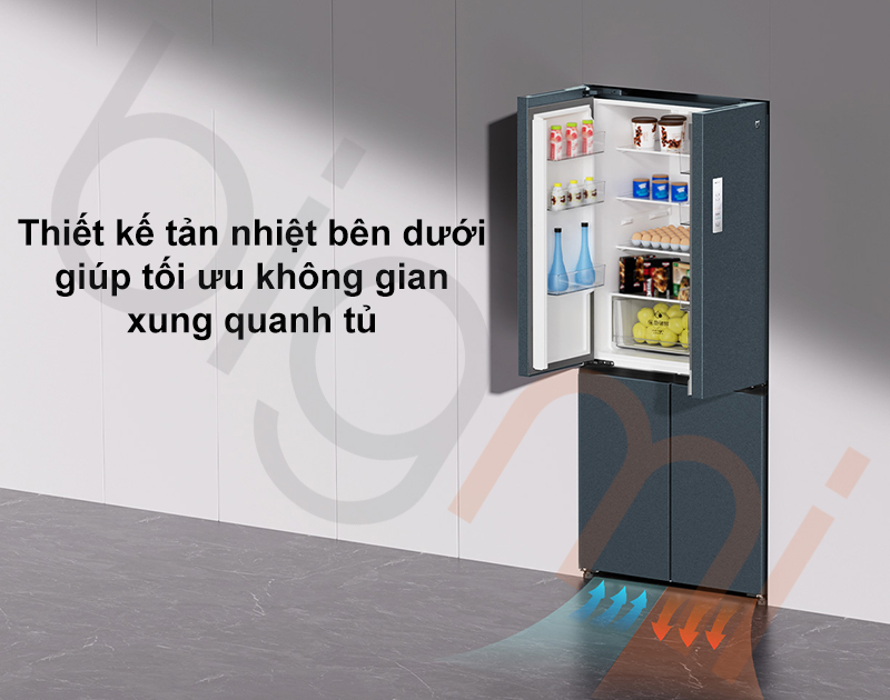 Tu lanh Xiaomi Mijia Fresh Cross 485L 4 canh trang bi tan nhiet ben duoi chan tu