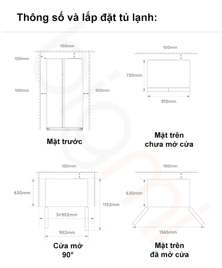 thong so lap dat Tu Lanh Xiaomi Mijia 616L BCD 616WMSA