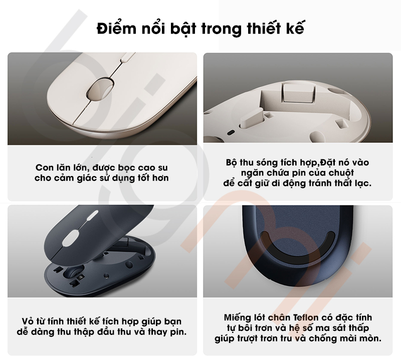 Chuot khong day Xiaomi gen 3 thiet ke