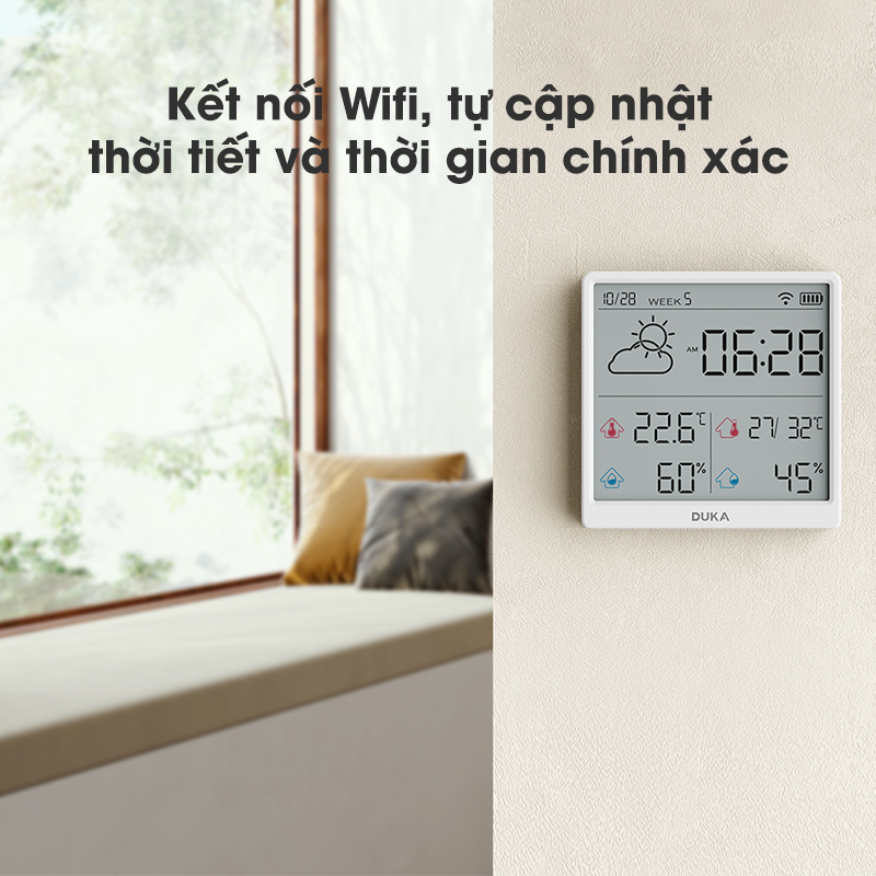 Dong ho nhiet am ke Xiaomi Duka TH3 ket noi wifi