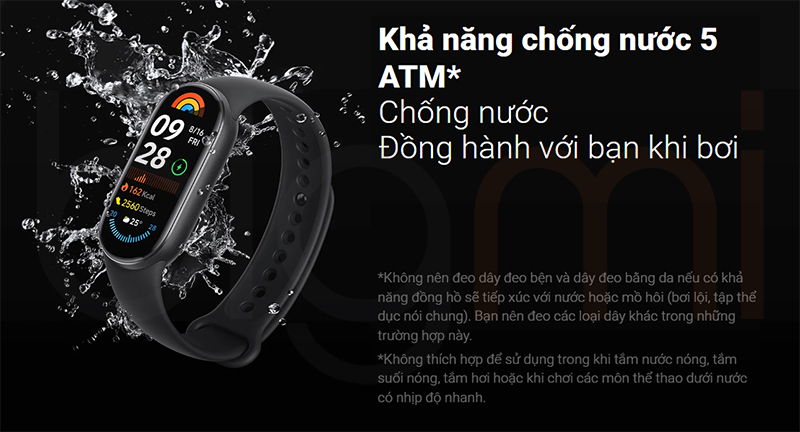 Dong ho vong deo tay Xiaomi Mi Band 9 khang nuoc