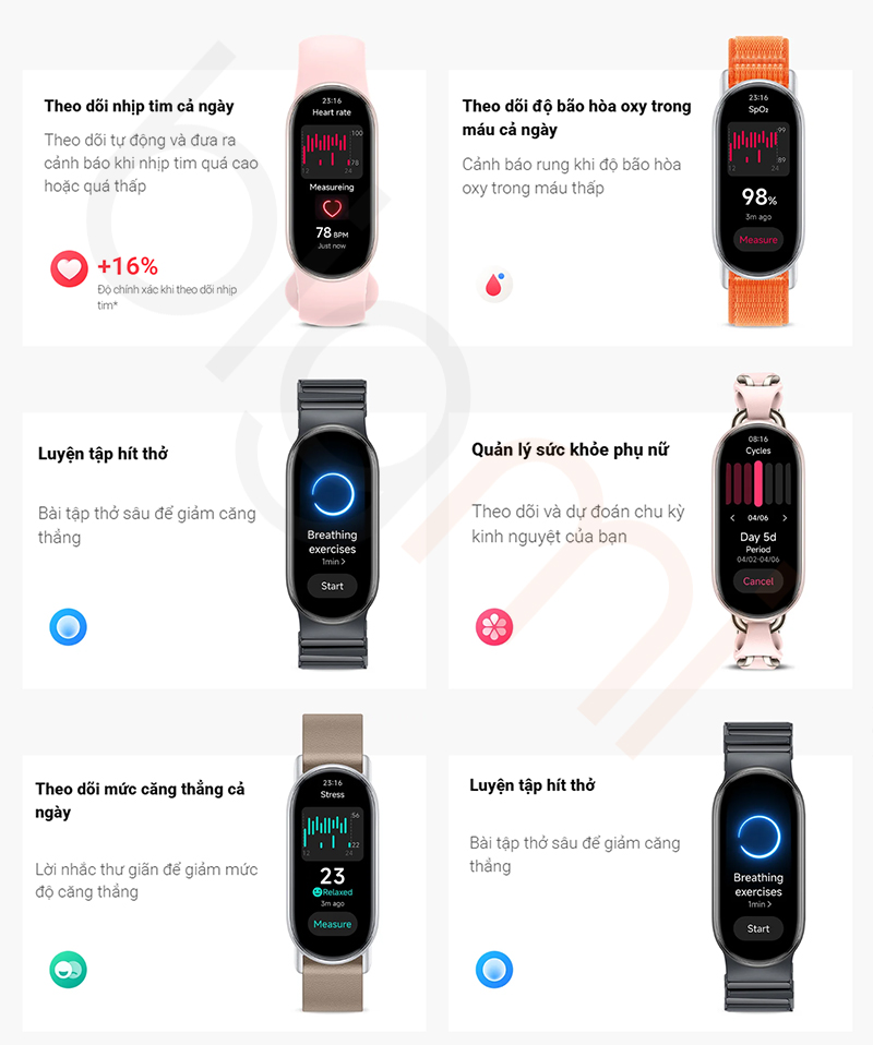 Dong ho vong deo tay Xiaomi Mi Band 9 theo doi suc khoe 247