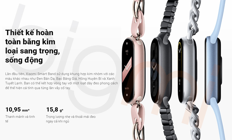 Dong ho vong deo tay Xiaomi Mi Band 9 vien hop kim nhom
