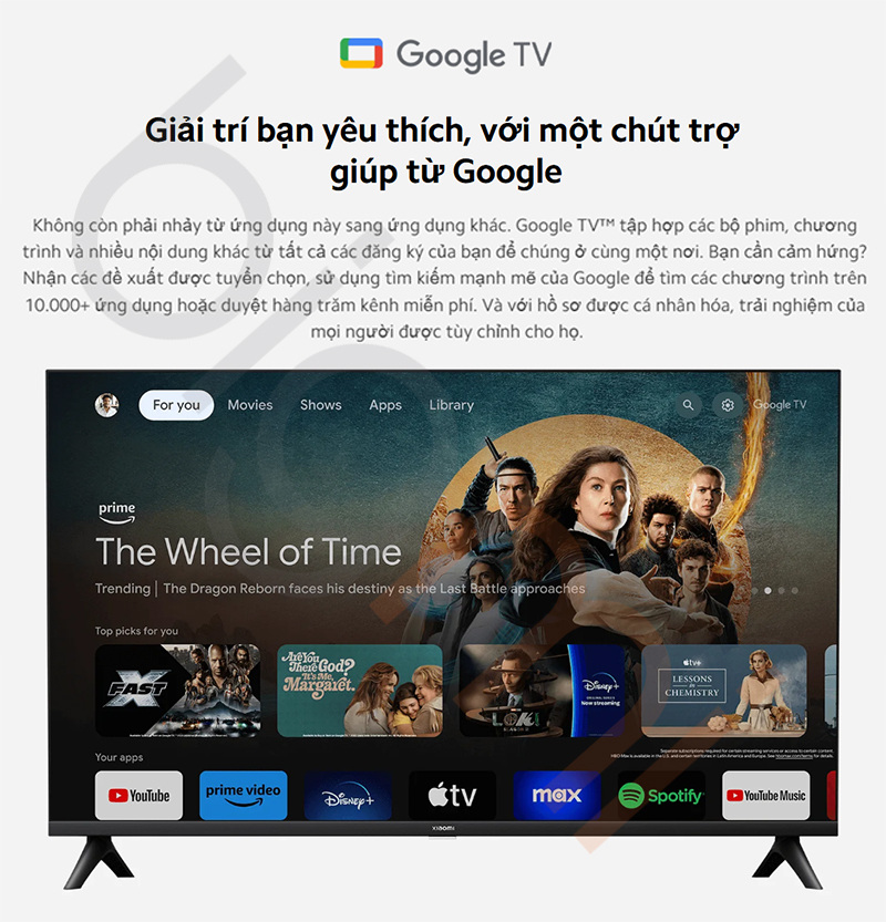 Google Tivi Xiaomi A32 inch HD 2025 kho ung dung