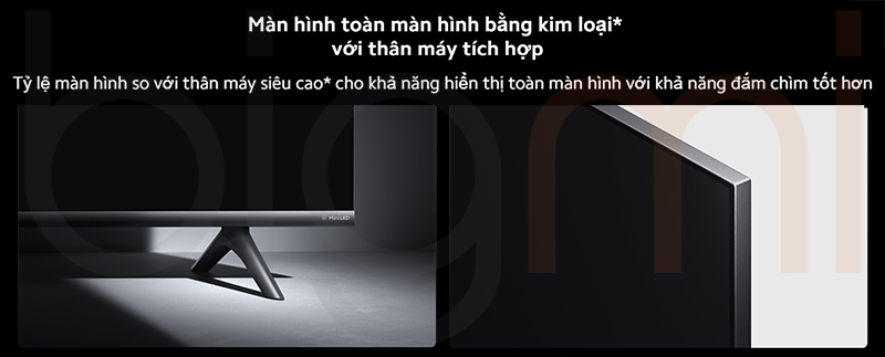 Google Tivi Xiaomi S Mini LED 55 inch 2025 vien man hinh kim loai nguyen khoi