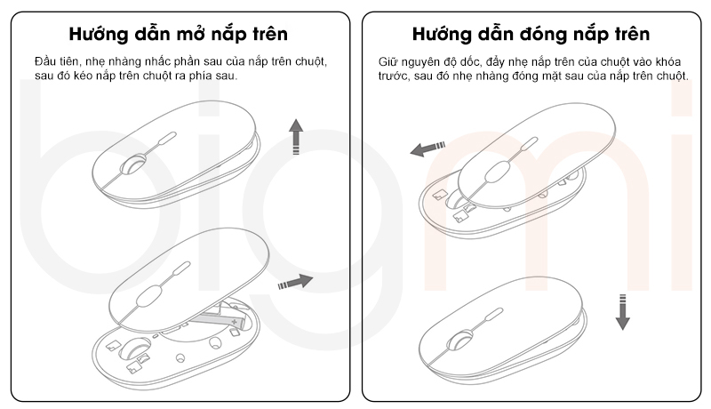 Huong dan thao lap thay pin Chuot khong day Xiaomi gen 3 bigmi