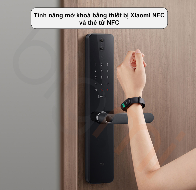 Khoa Cua Thong Minh Xiaomi Smart Door Lock Pro XMZNMS05LM ho tro mo khoa bang nfc thong qua vong deo tay hoac dien thoai