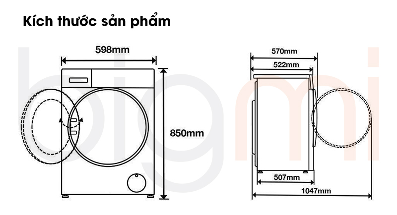 May giat say Xiaomi Mijia MJ104 model 2025 XHH100MJ104 kich thuoc va lap dat 2