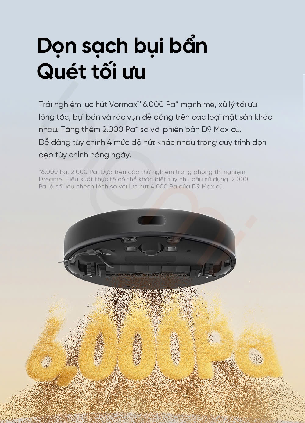 Robot hut bui lau nha Dreame D9 Max Gen 2 luc hut