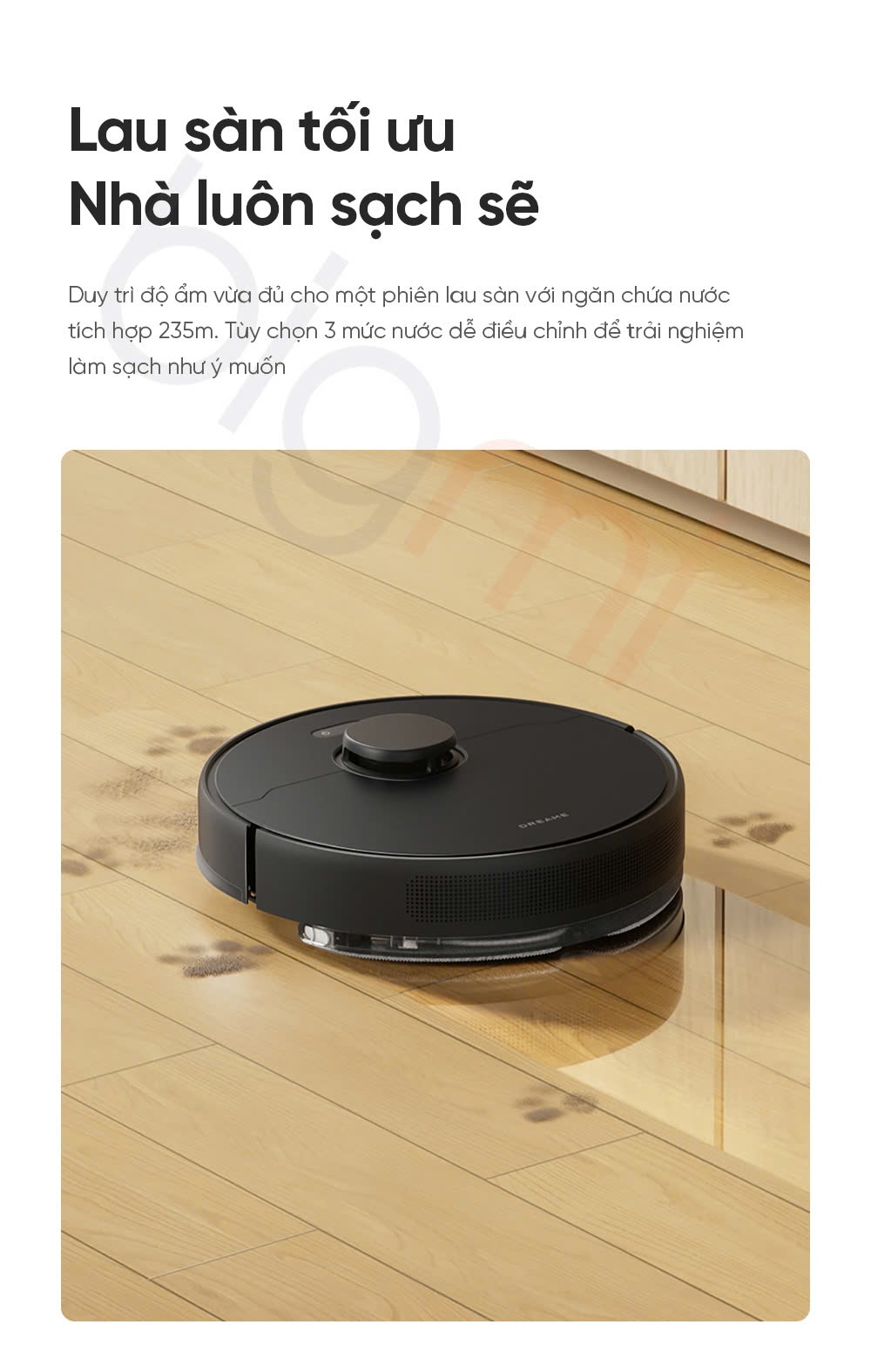 Robot hut bui lau nha Dreame D9 Max Gen 2 ngan chua nuoc 235ml