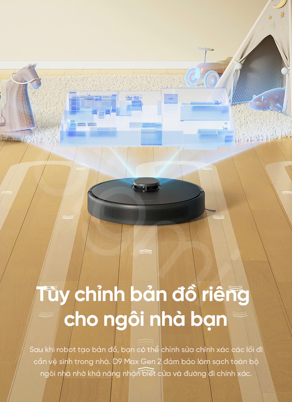 Robot hut bui lau nha Dreame D9 Max Gen 2 thiet lap che do lam viec