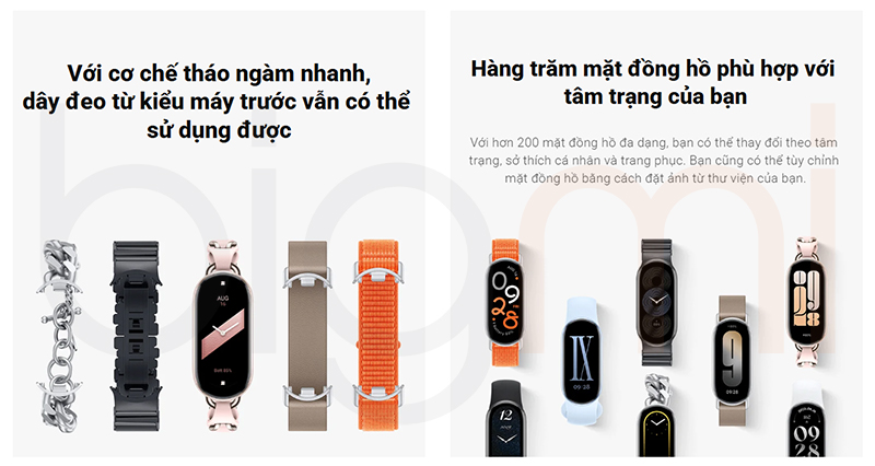 Xiaomi Mi Band 9 day deo va mat dong ho da dang