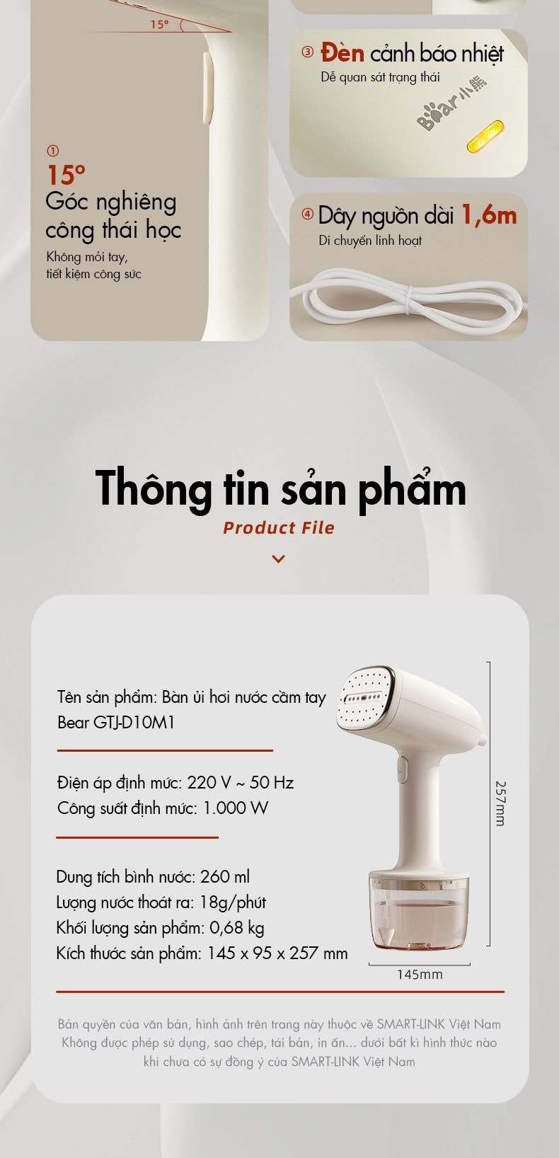ban ui hoi nuoc cam tay Bear GTJ D10M1 bigmi 8