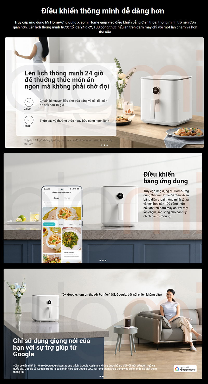 noi chien khong dau Xiaomi Smart Air Fryer 6.5L dieu khien thong minh