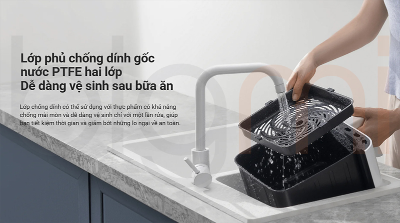 noi chien khong dau Xiaomi Smart Air Fryer 6.5L duoc phu PTFE trong long noi