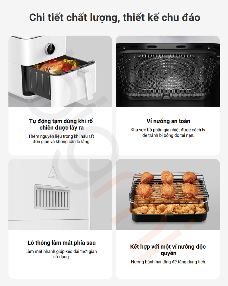 noi chien khong dau Xiaomi Smart Air Fryer 6.5L vat lieu an toan