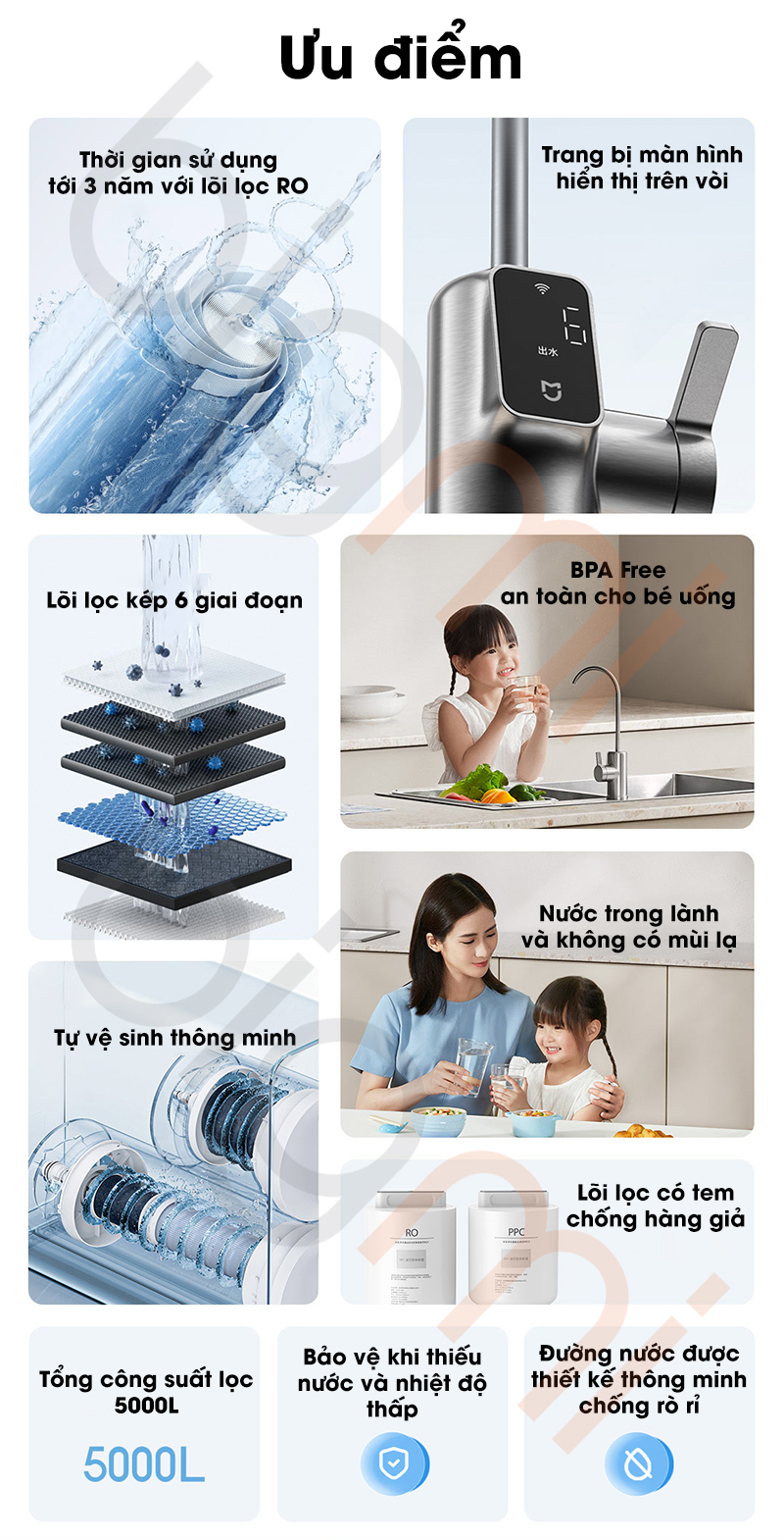 tinh nang May loc nuoc Xiaomi Mijia 600G MR652 B