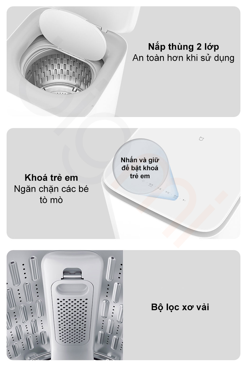 May giat Xiaomi Mijia Mini Pro 3kg XQB30MJ106 cac chi tiet duoc lam ti mi