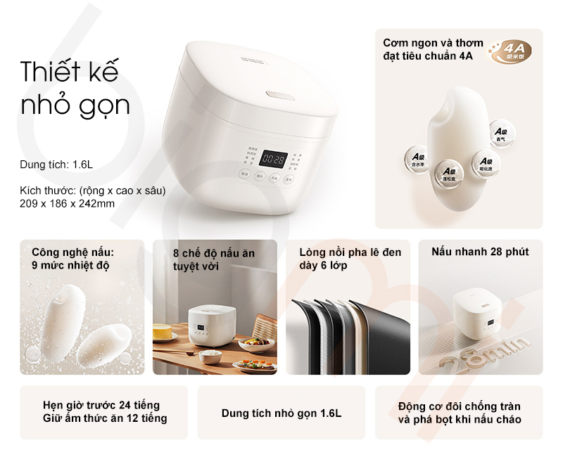 Noi com dien Xiaomi Mijia 1.6L N1 MFB13D0 tinh nang