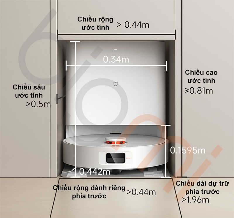 Robot hut bui lau nha Xiaomi Mijia H40 D101CN thiet ke dock sac nho gon