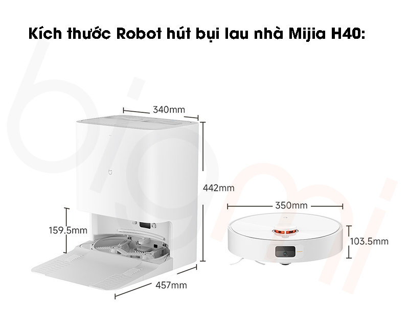 Robot hut bui lau nha Xiaomi Mijia H40 kich thuoc