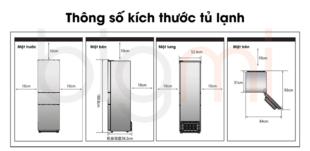 Thong so kich thuoc tu lanh Xiaomi Mijia 221L BCD 221MDM model 2025