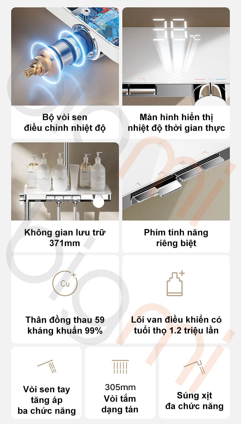 Voi sen dieu chinh nhiet do Xiaomi Mijia S1 MJHWLYHS03DB uu diem va tinh nang