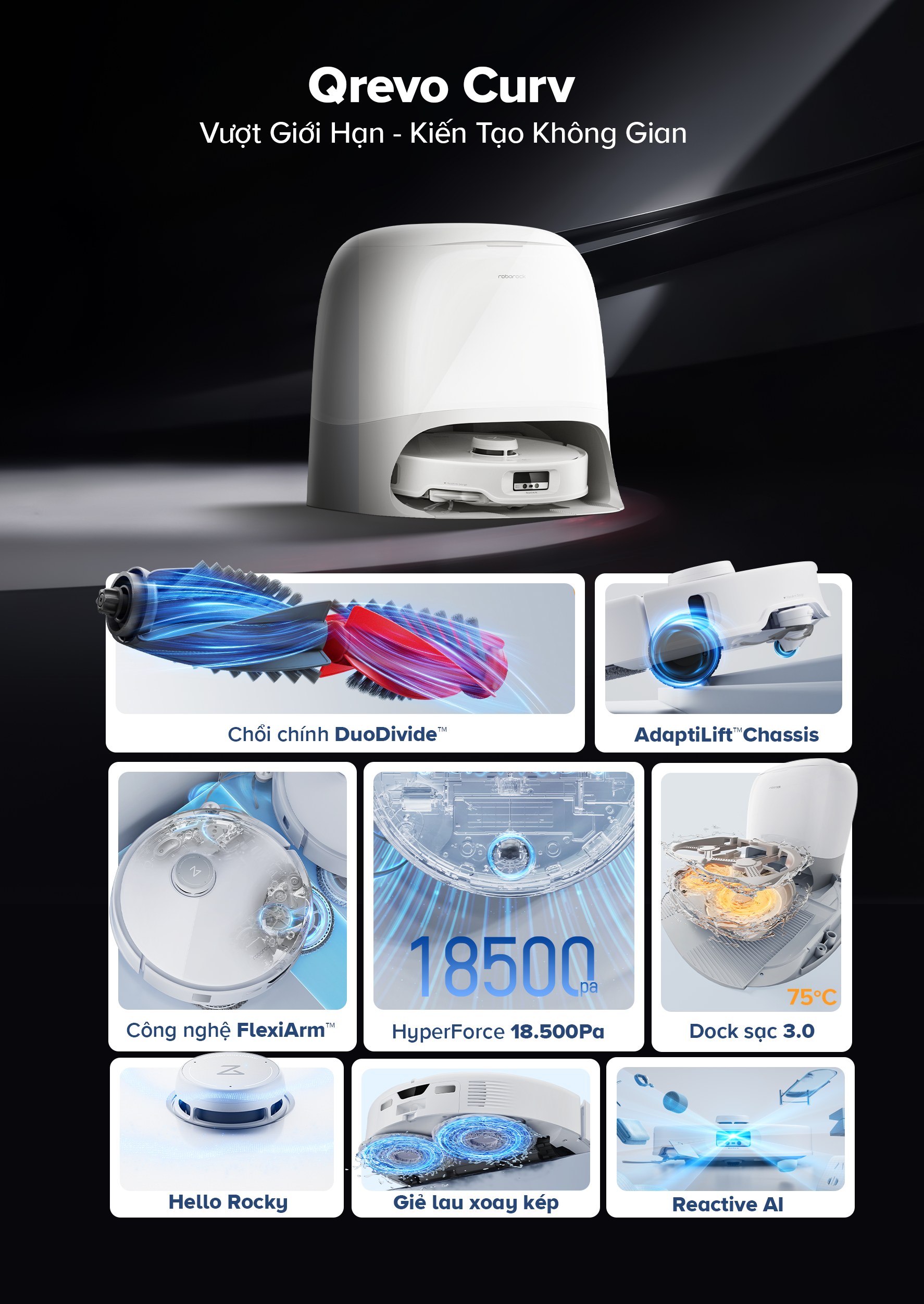 Cac tinh nang chinh tren Roborock Qrevo CurV