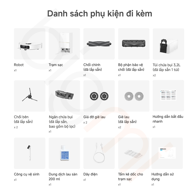 Danh sach phu kien Robot hut bui lau nha Dreame L30S Ultra