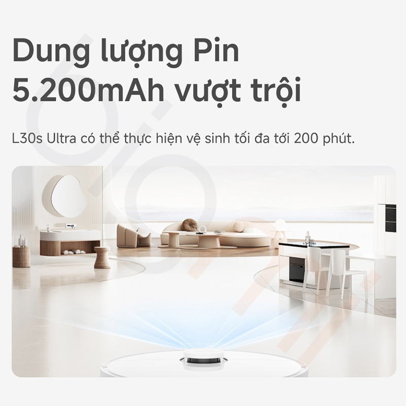 Dung luong pin Robot hut bui lau nha Dreame L30S Ultra
