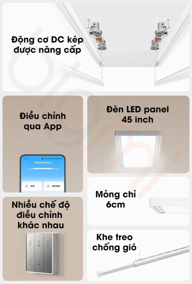 Tính năng Giàn phơi quần áo thông minh Xiaomi Mijia MJLYJ4QC