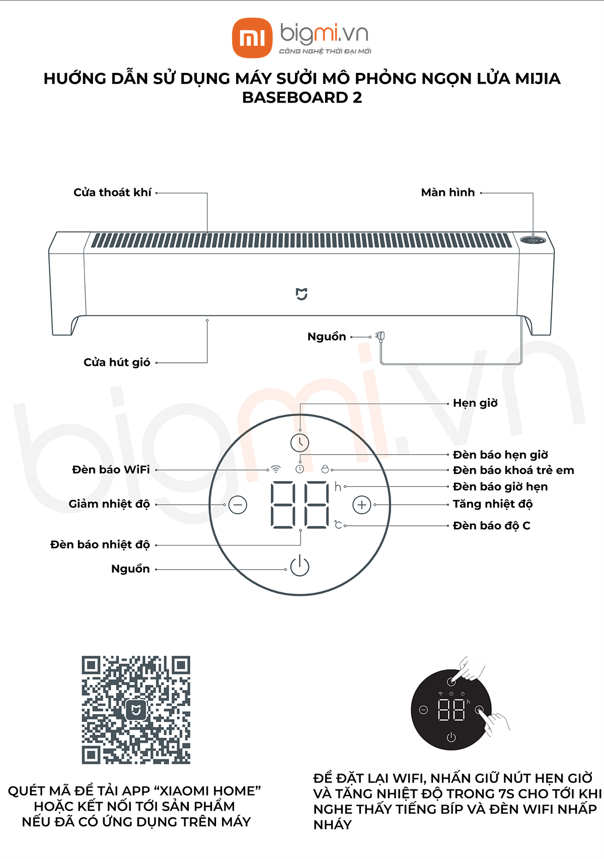 HDSD May suoi doi luu tao am Xiaomi Mijia Graphene Baseboard 2 TJXDNQ10ZM 2025