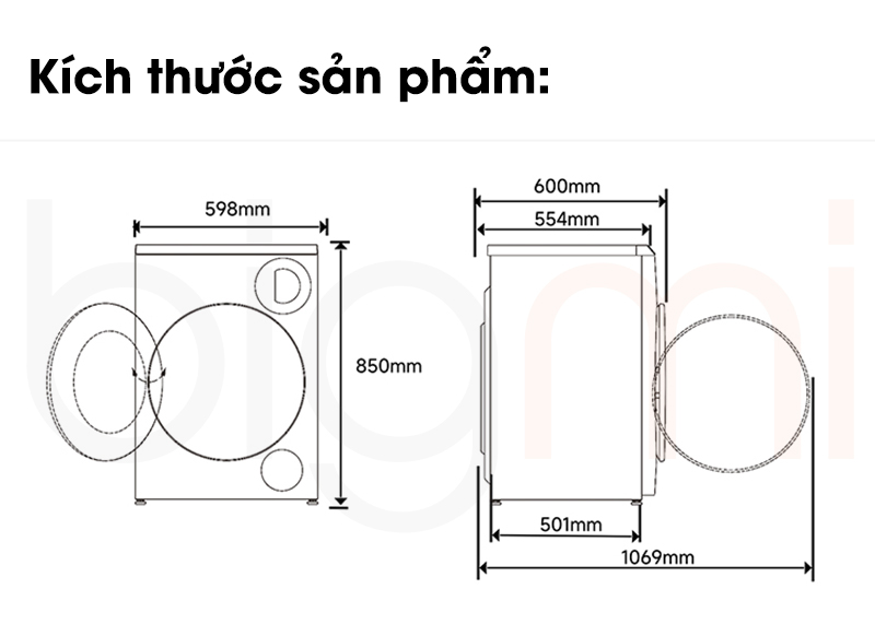 May giat say Xiaomi Mijia MJ107 XHQG103MJ107 kich thuoc san pham
