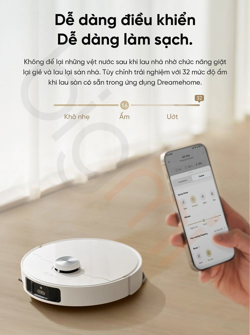 Robot hut bui lau nha Dreame L40 Ultra 32 che do gie lau