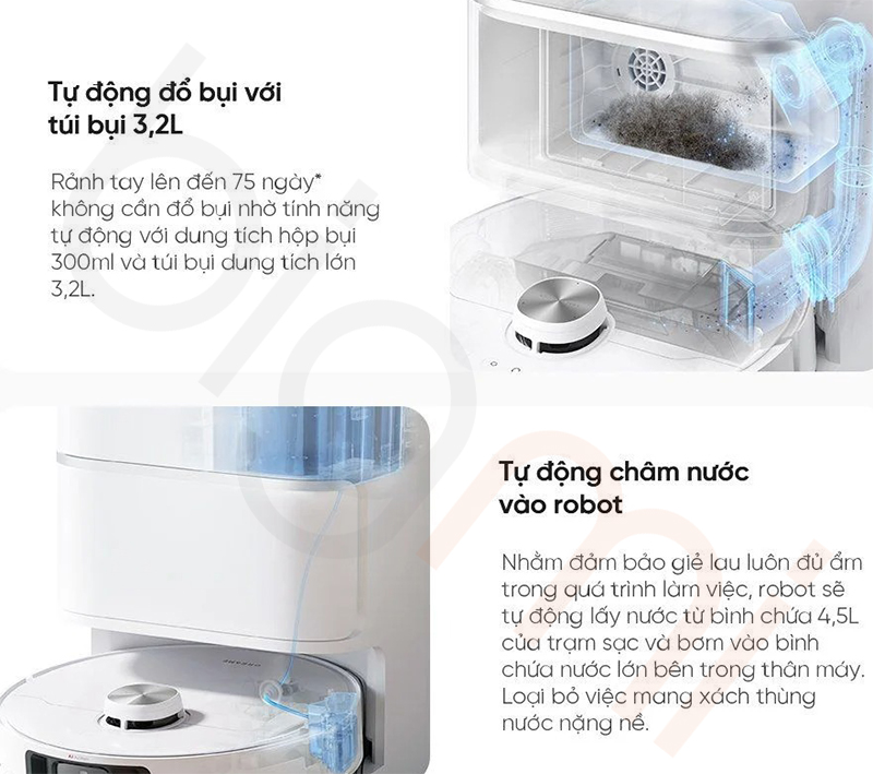 Robot hut bui lau nha Dreame L40 Ultra dock sac da nang