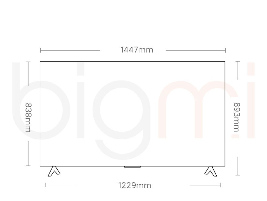 Tivi Xiaomi Redmi X 65 inch 2025 kich thuoc