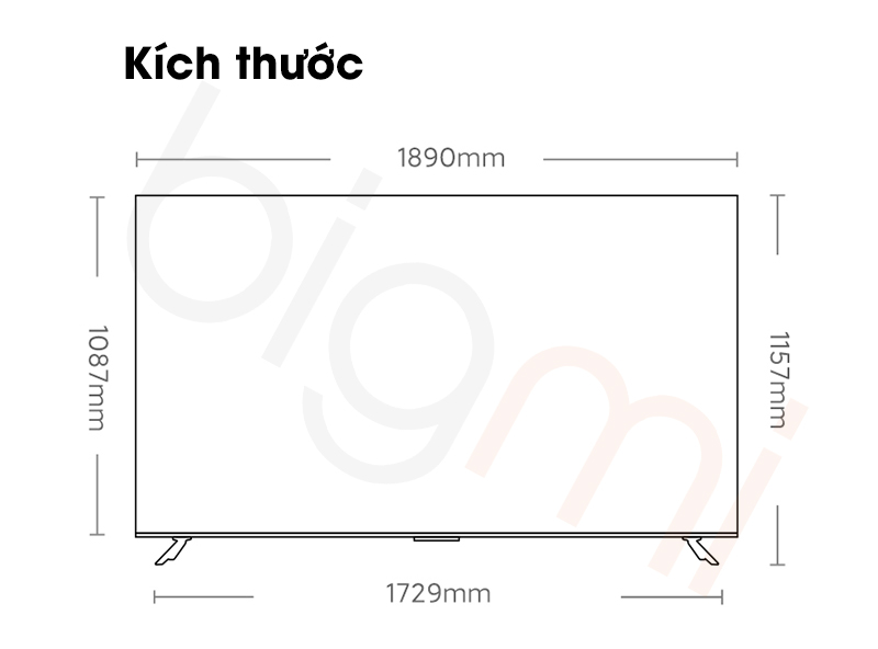 Tivi Xiaomi Redmi X 85 inch 2025 kich thuoc