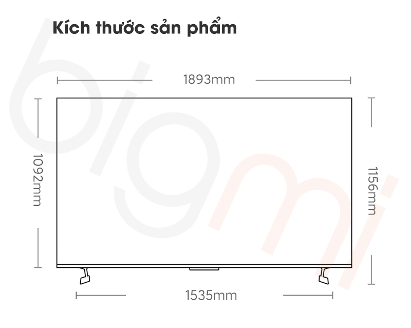 Tivi Xiaomi S Pro 85 2025 Mini LED kich thuoc