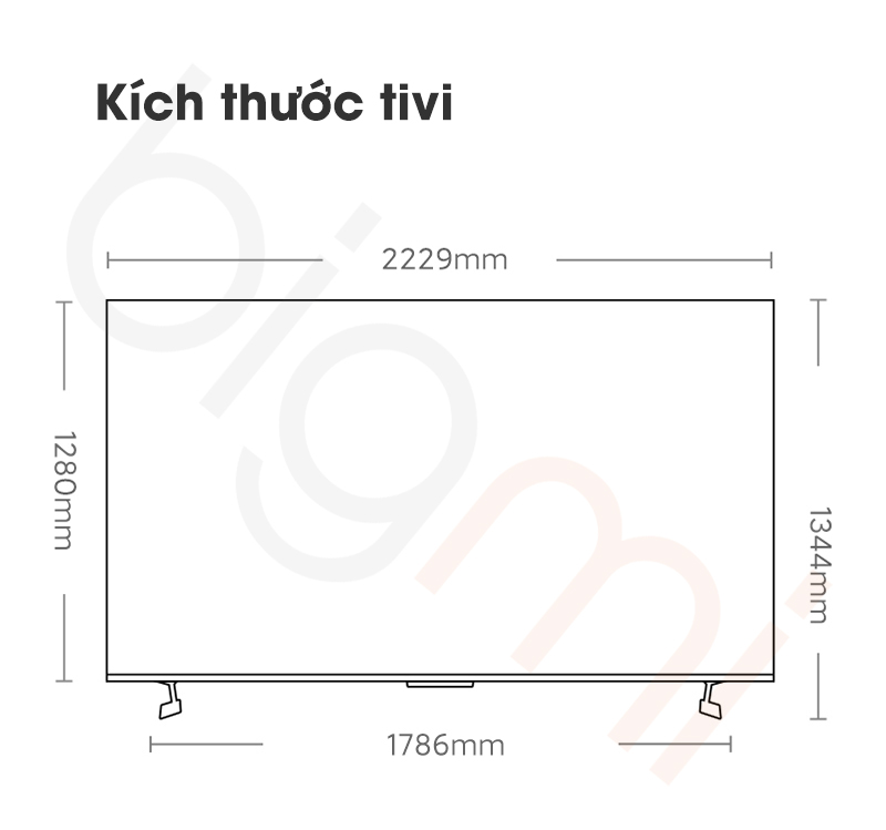 Tivi Xiaomi S Pro Mini LED 100 inch 2025 kich thuoc