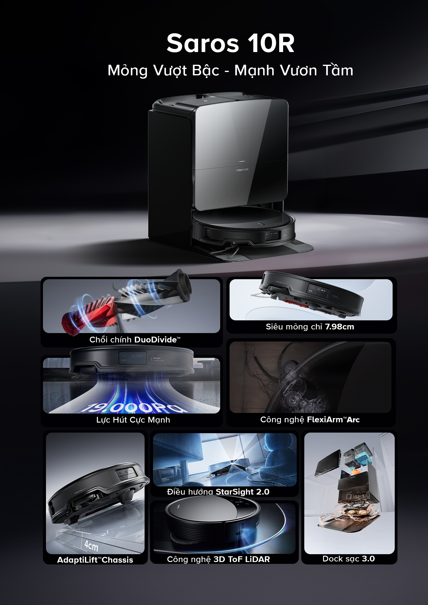 Robot hút bụi lau nhà Roborock Saros 10R 3 Saros 10R