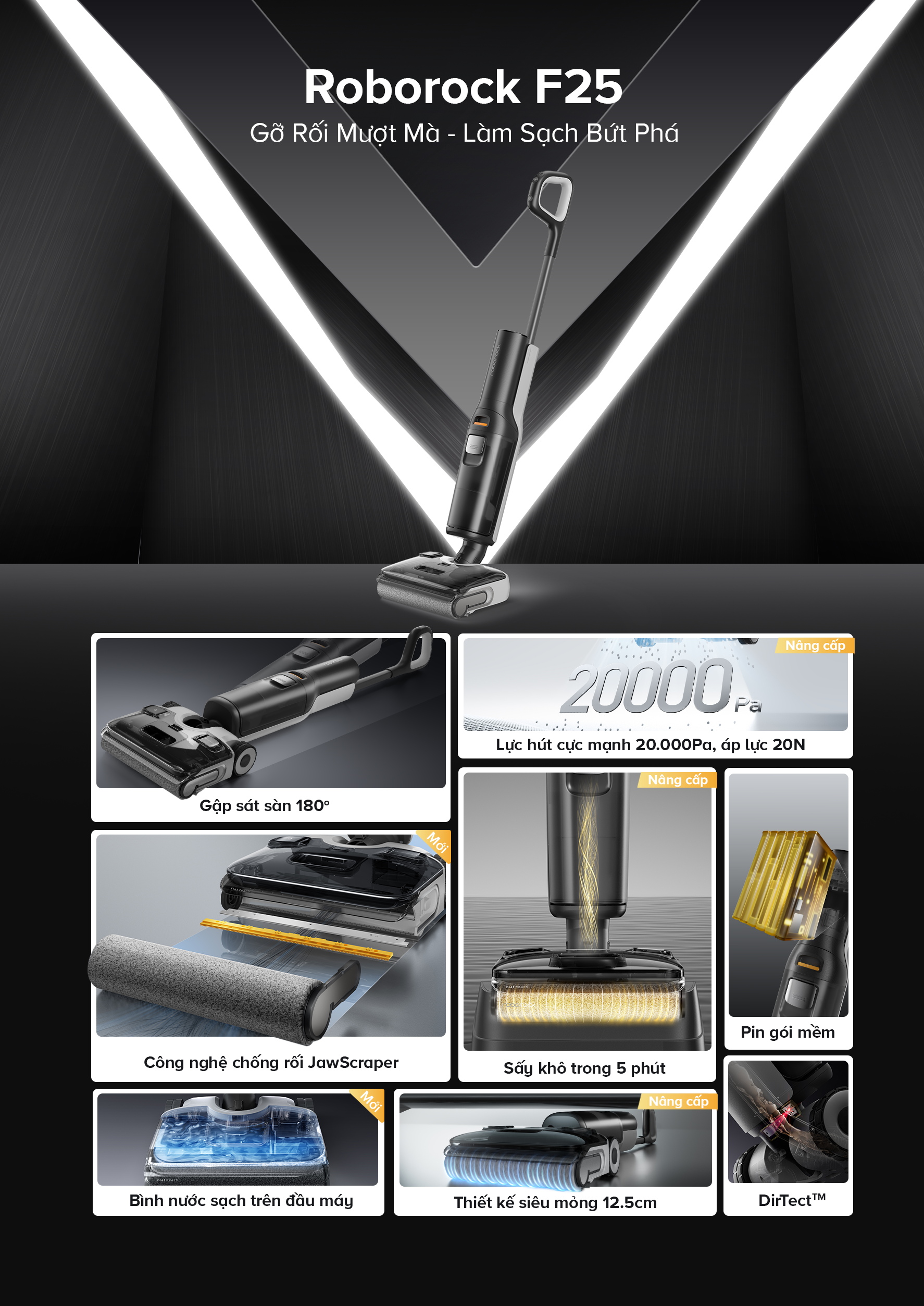 Uu diem cua may hut bui lau nha cam tay Roborock F25